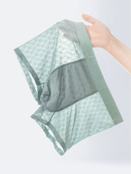 Men's Ice Silk Breathable Lightweight 10A Antibacterial Lace Trunks