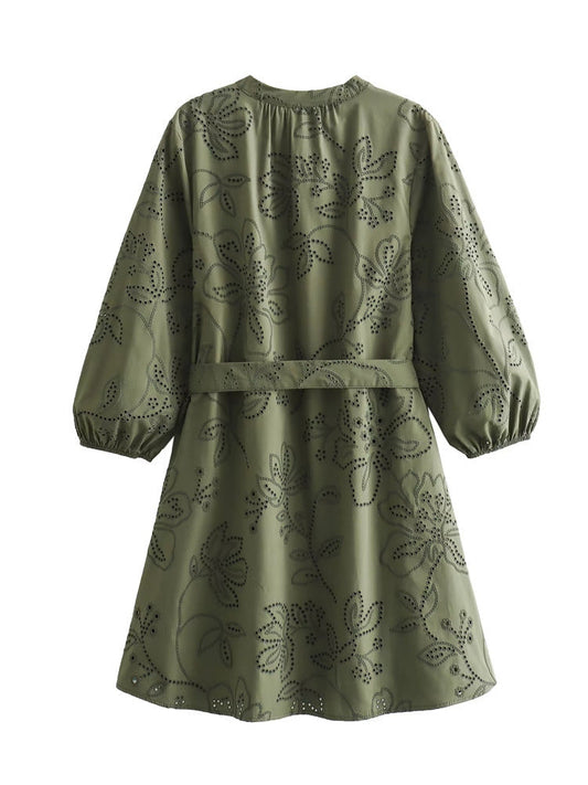Loose-fitting openwork lace dress