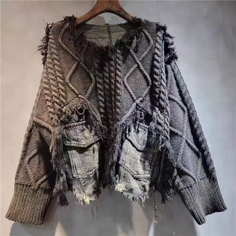 Vintage Washed Denim Sweater