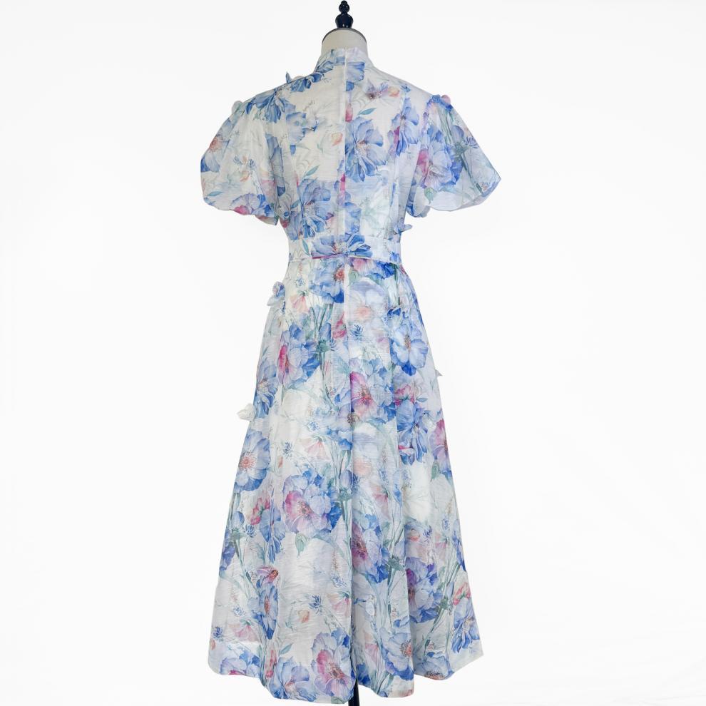 3D Floral Embellished Midi Dress