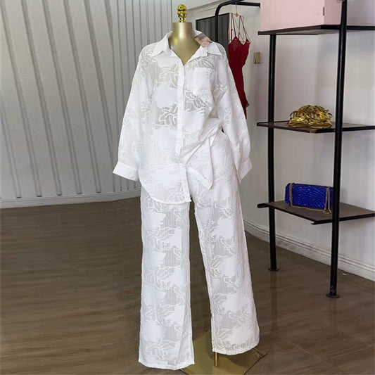 Patch Pocket Long-Sleeved Shirt Set