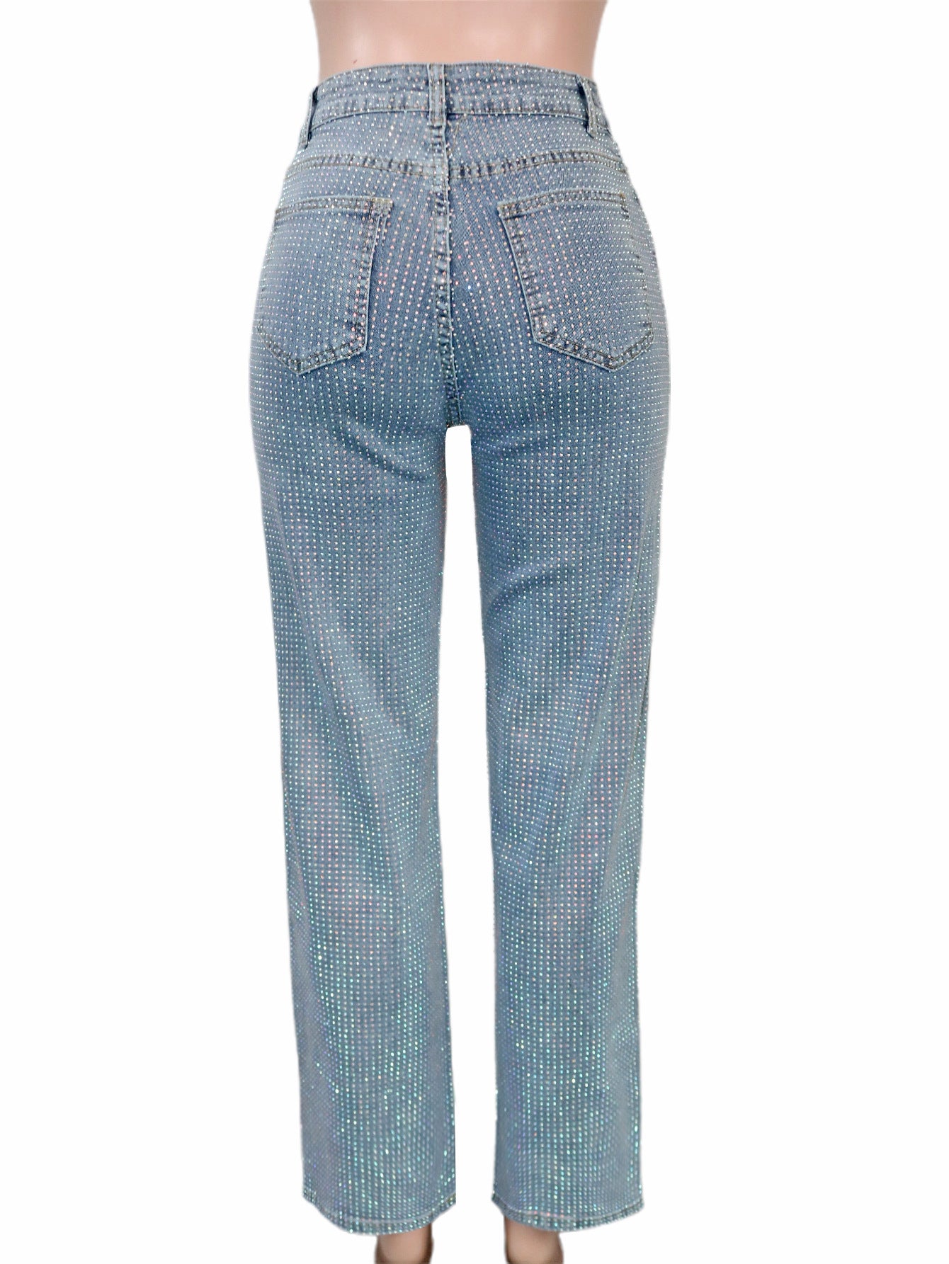 Rhinestone straight leg jeans