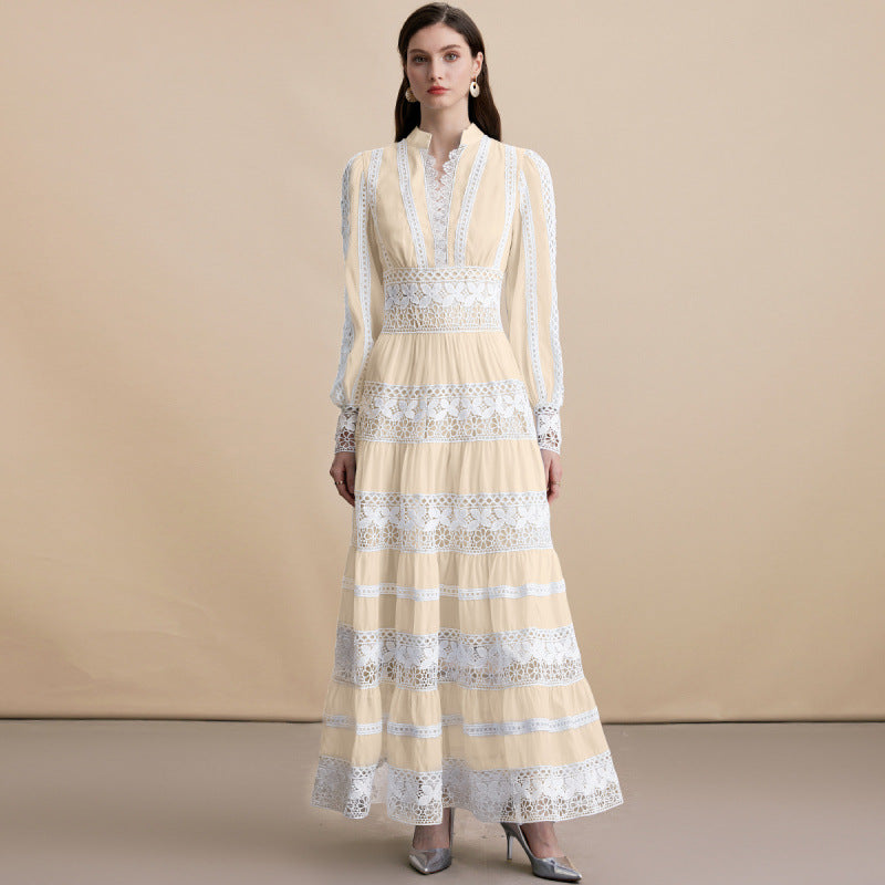 Floral Lace Panelled Maxi Dress