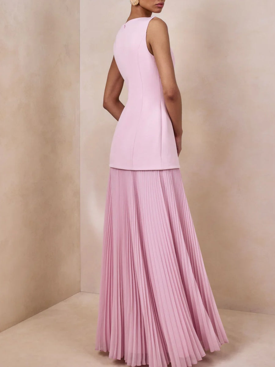 Boat-Neck Maxi Dress With Drop-Waist
