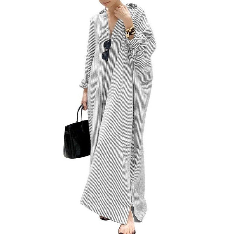 Cotton Linen Striped Dress