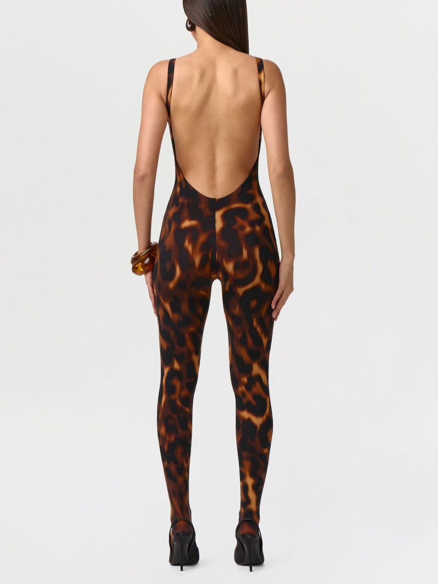 Print Open Back Jumpsuit