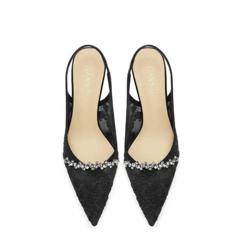 Mesh Rhinestone High Heels