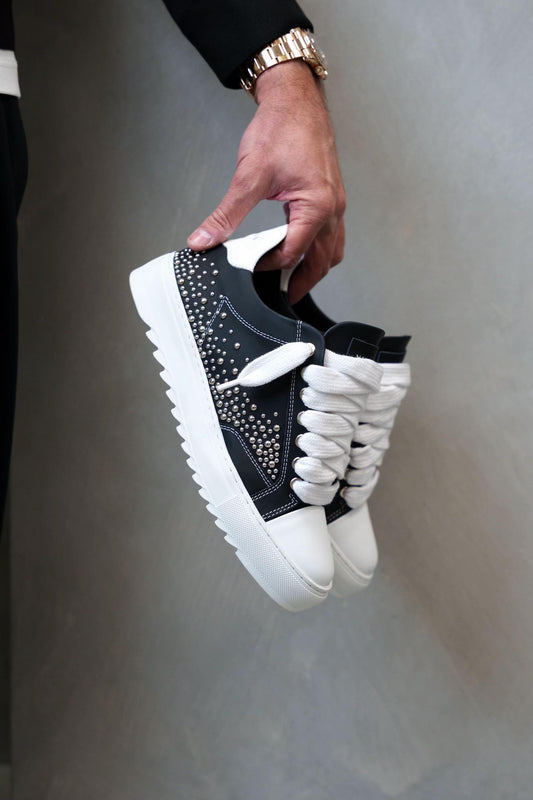 Studded Leather & Studded Denim Shoes