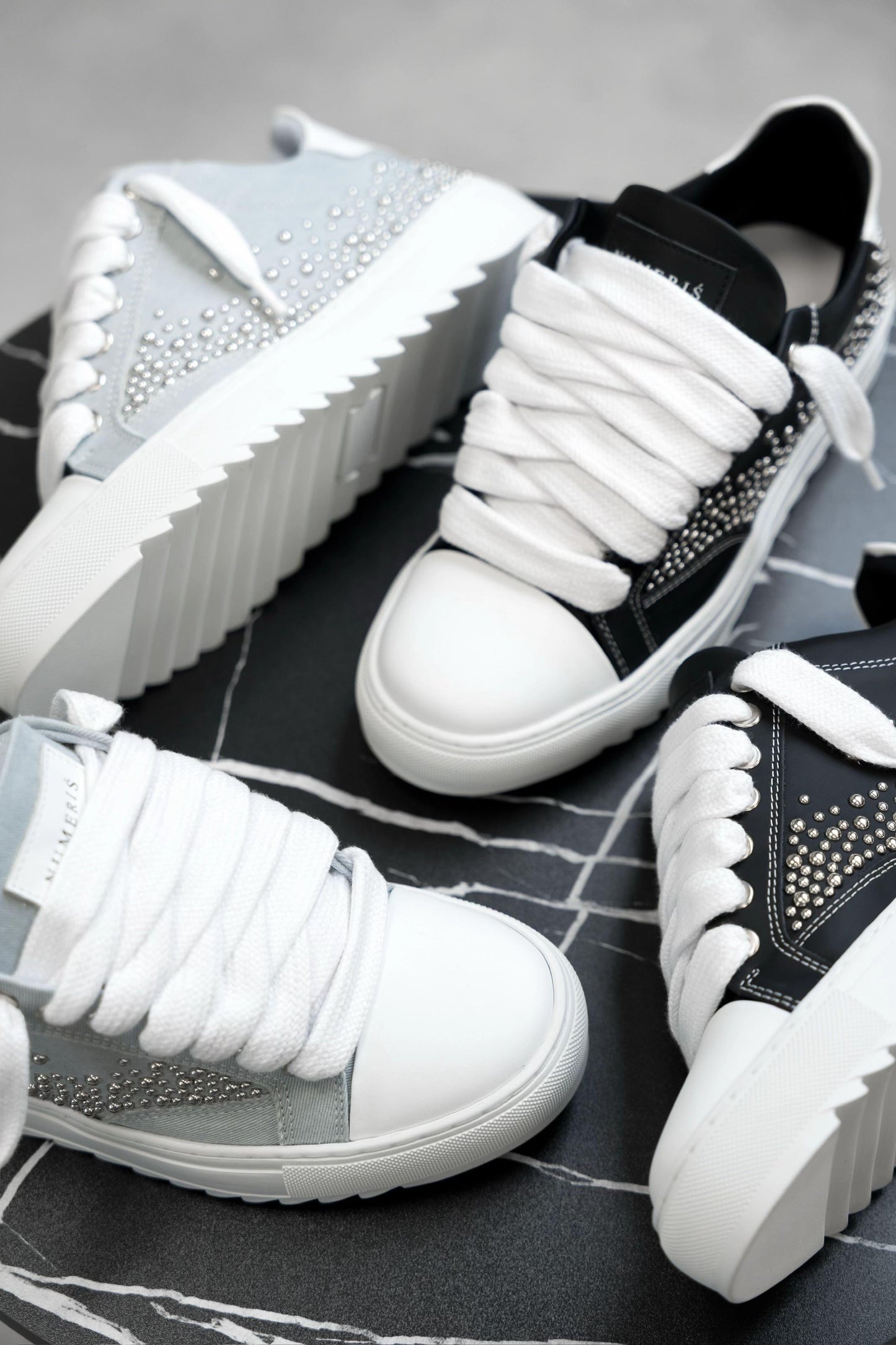 Studded Leather & Studded Denim Shoes