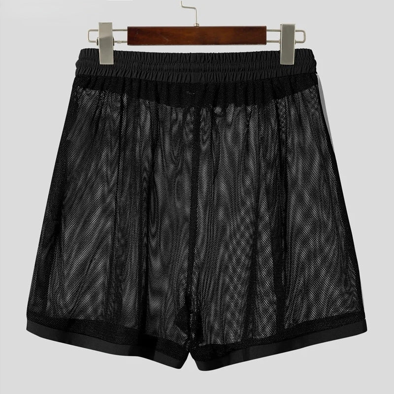 Mens Striped Hollow Out Casual Short