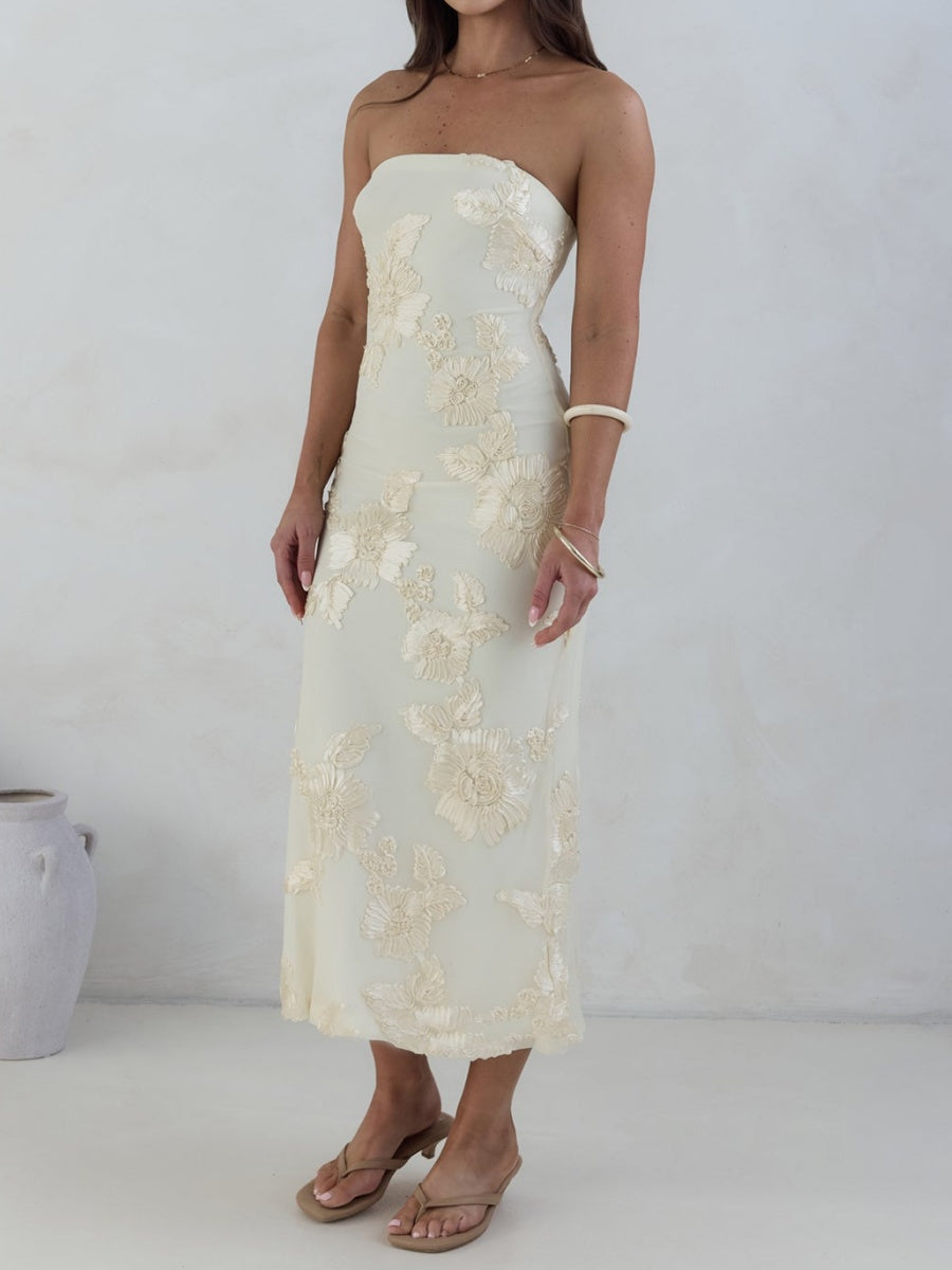 Strapless Midi Dress Yellow
