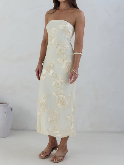 Strapless Midi Dress Yellow