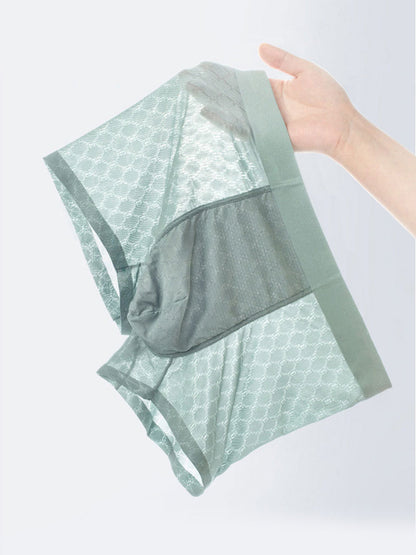 Men's Ice Silk Breathable Lightweight 10A Antibacterial Lace Trunks