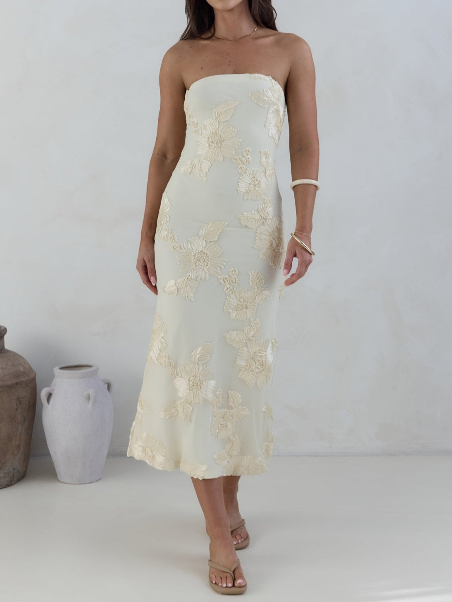 Strapless Midi Dress Yellow