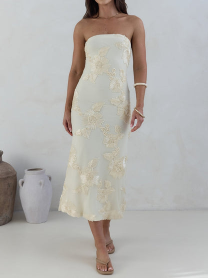 Strapless Midi Dress Yellow