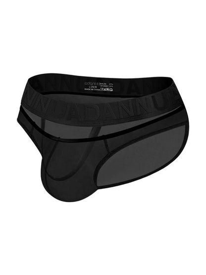 Men's Stretch Solid Color Sexy Crotch Single-Layer Briefs with Support Ring