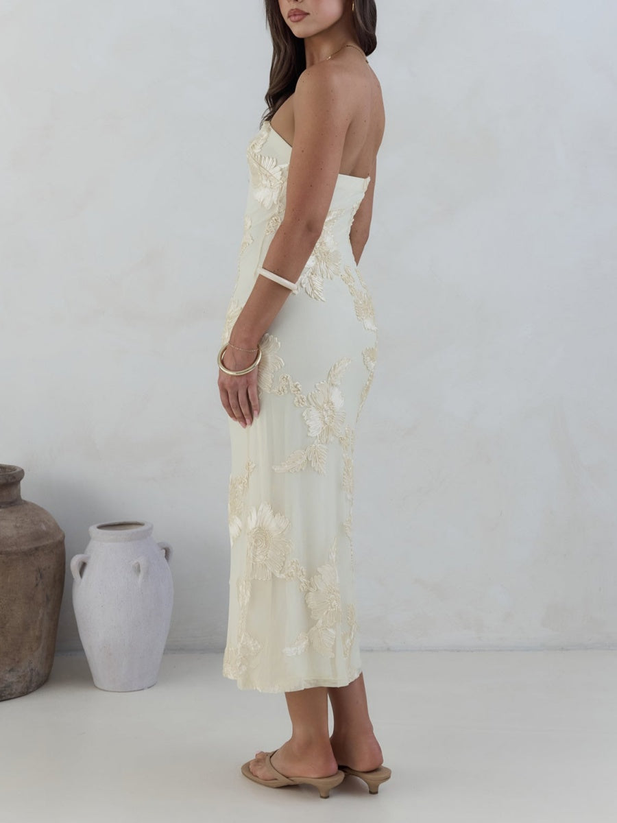 Strapless Midi Dress Yellow