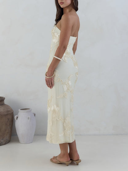 Strapless Midi Dress Yellow