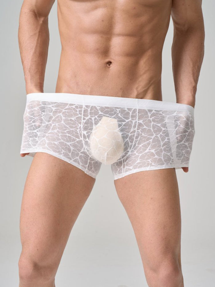 Men's Ice Silk Breathable Lightweight 10A Antibacterial Lace Trunks