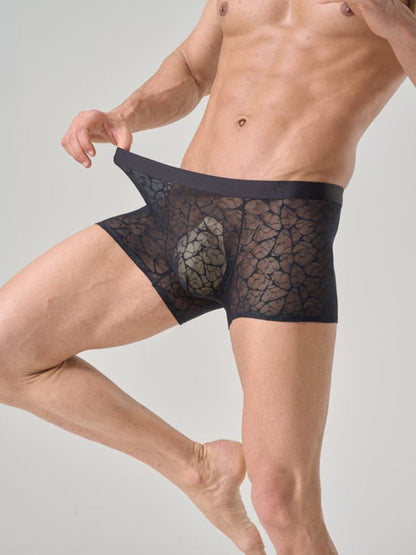 Men's Ice Silk Breathable Lightweight 10A Antibacterial Lace Trunks