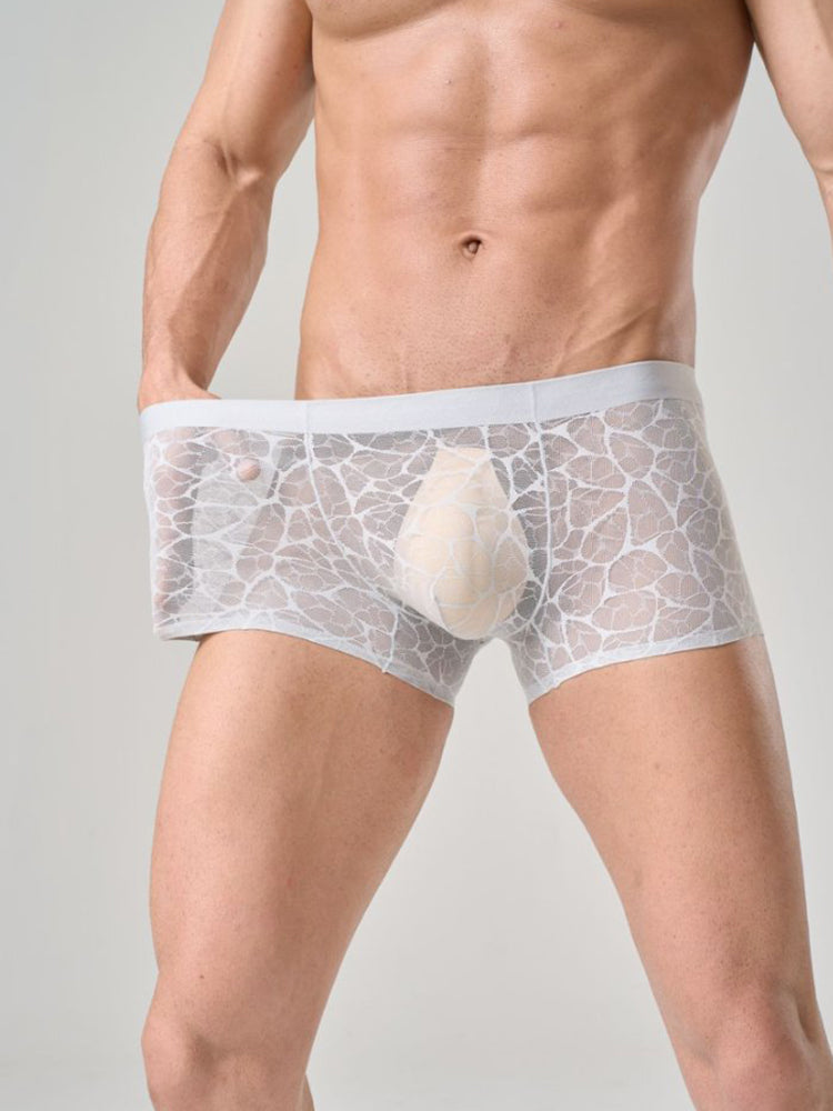 Men's Ice Silk Breathable Lightweight 10A Antibacterial Lace Trunks