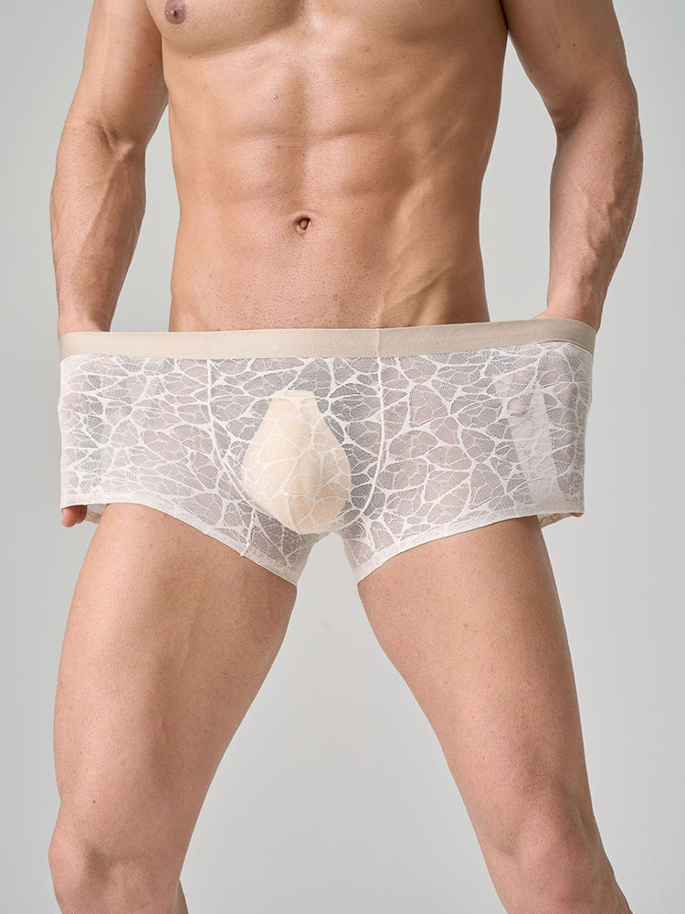 Men's Ice Silk Breathable Lightweight 10A Antibacterial Lace Trunks