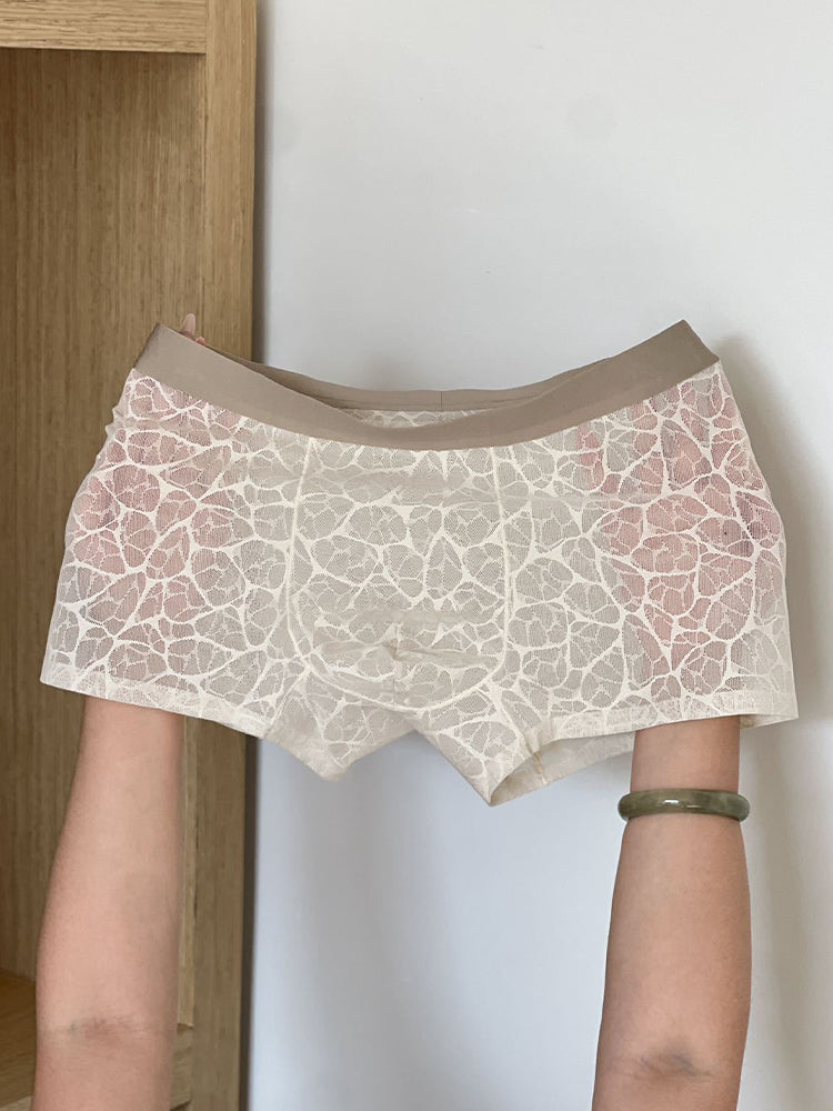 Men's Ice Silk Breathable Lightweight 10A Antibacterial Lace Trunks