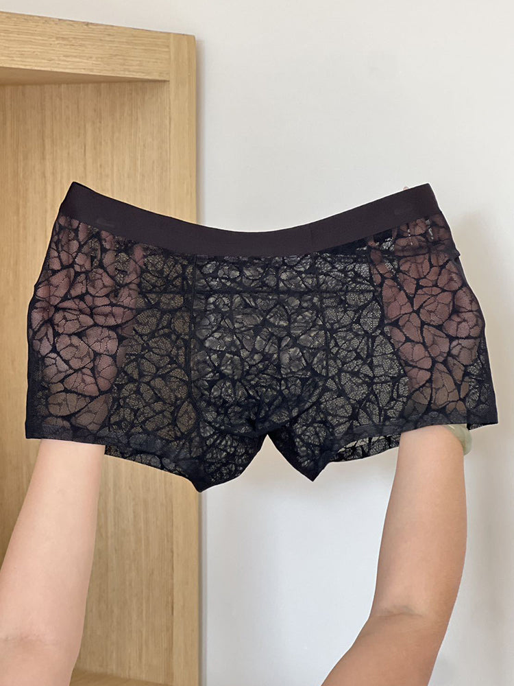 Men's Ice Silk Breathable Lightweight 10A Antibacterial Lace Trunks
