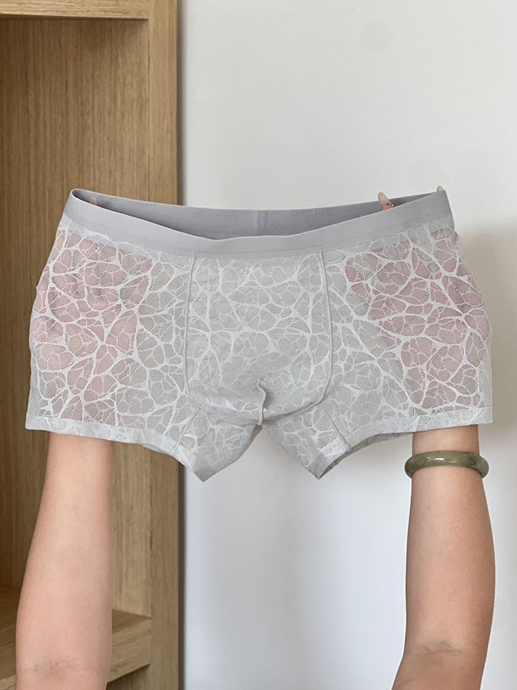 Men's Ice Silk Breathable Lightweight 10A Antibacterial Lace Trunks