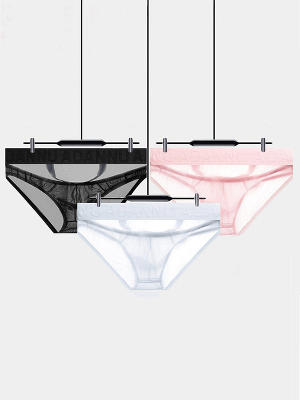 Men's Stretch Solid Color Sexy Crotch Single-Layer Briefs with Support Ring