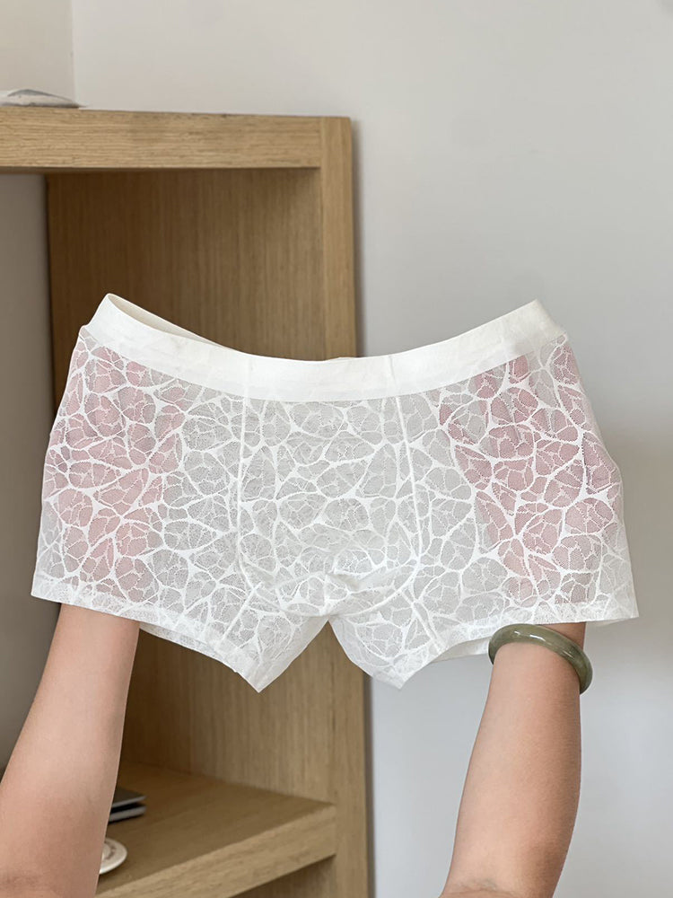 Men's Ice Silk Breathable Lightweight 10A Antibacterial Lace Trunks