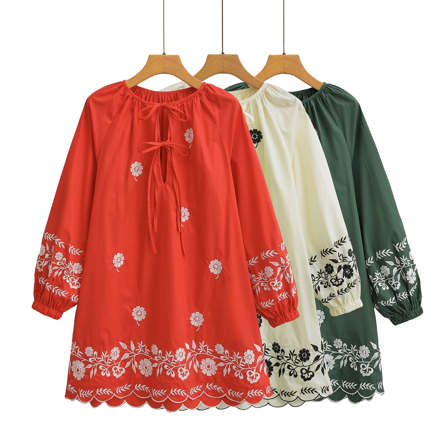Embroidered Casual Long-Sleeved Dress