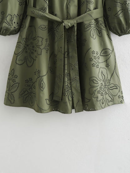 Loose-fitting openwork lace dress