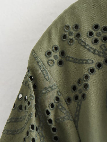 Loose-fitting openwork lace dress