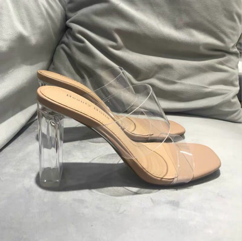Transparent Chunky Crystal High Heels
