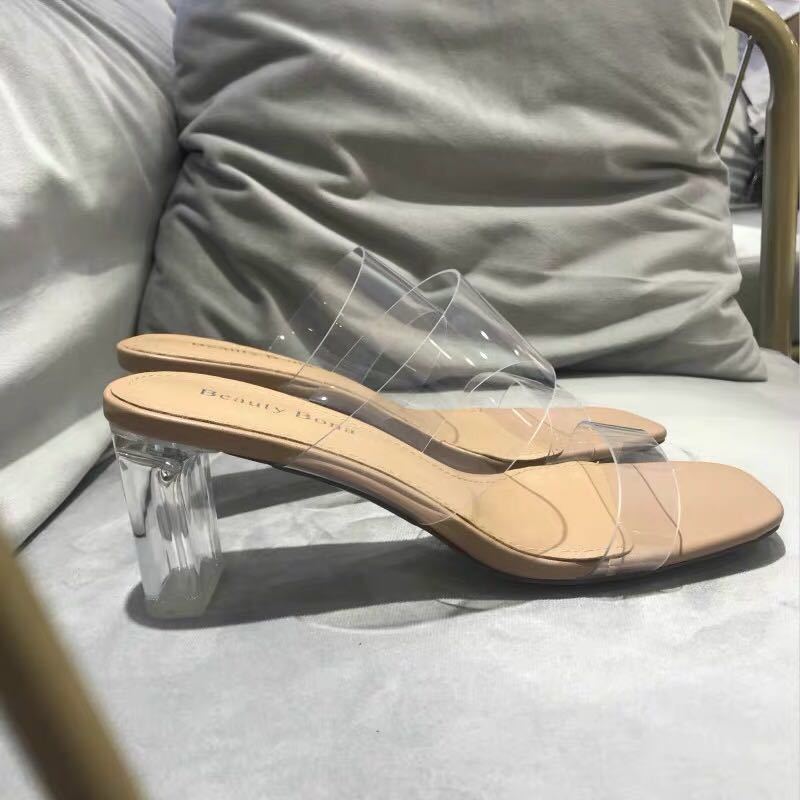 Transparent Chunky Crystal High Heels