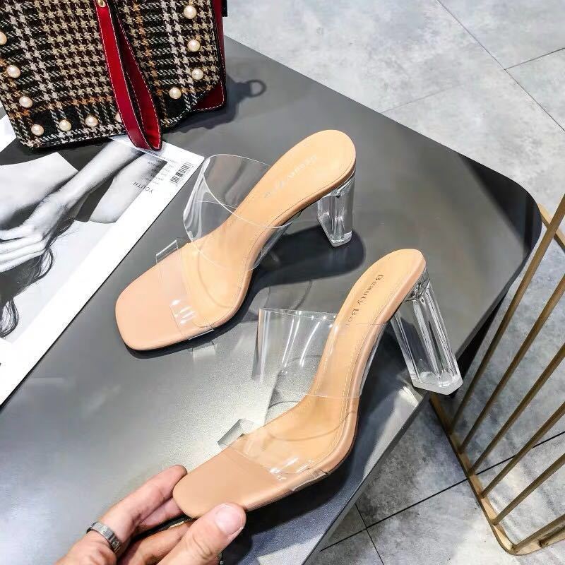 Transparent Chunky Crystal High Heels