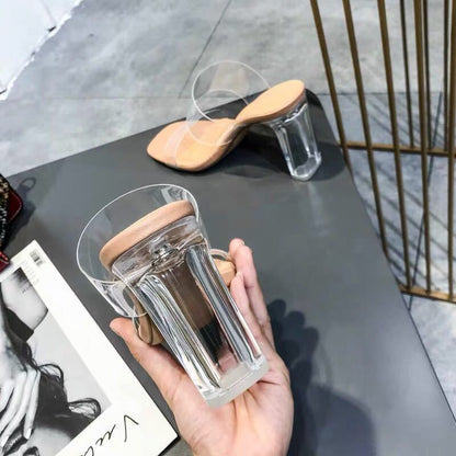 Transparent Chunky Crystal High Heels