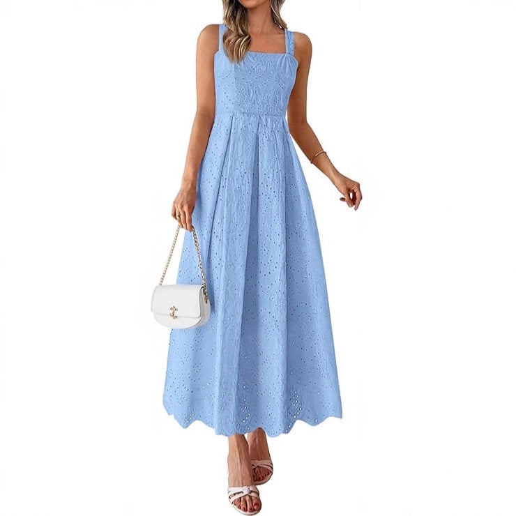 Hollow-out Square Neck Slip Dress