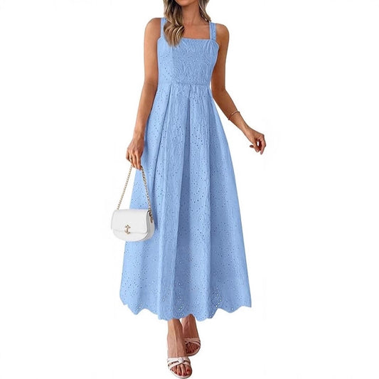 Hollow-out Square Neck Slip Dress