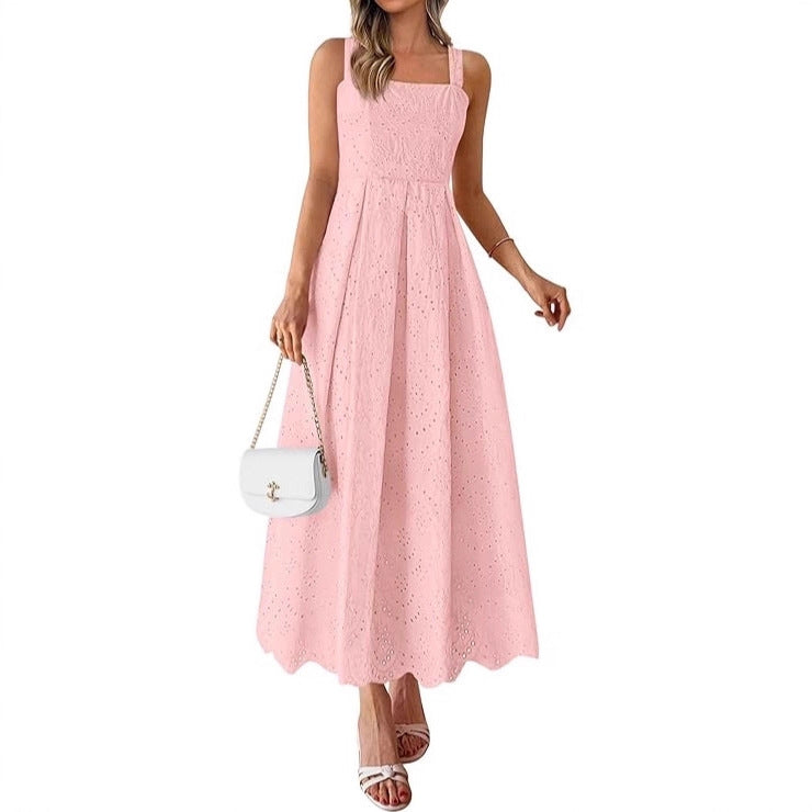 Hollow-out Square Neck Slip Dress