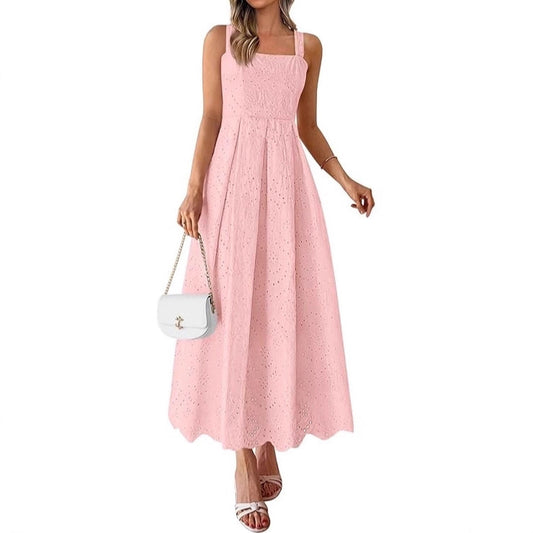 Hollow-out Square Neck Slip Dress