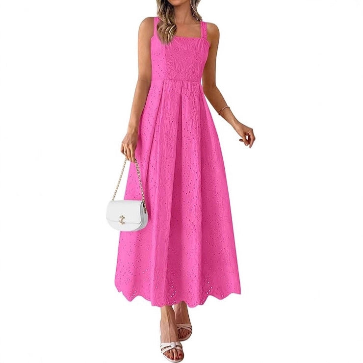 Hollow-out Square Neck Slip Dress