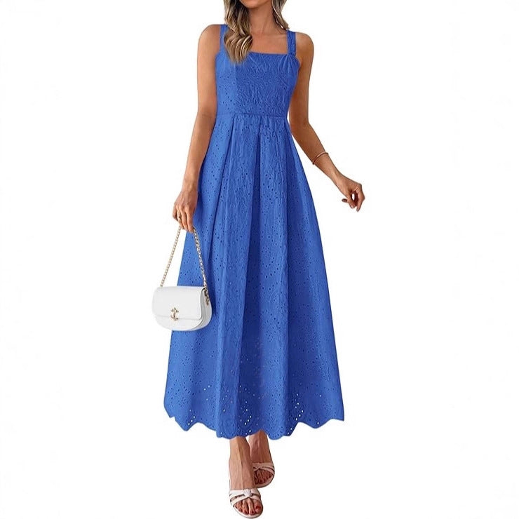 Hollow-out Square Neck Slip Dress