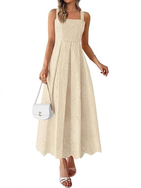 Hollow-out Square Neck Slip Dress