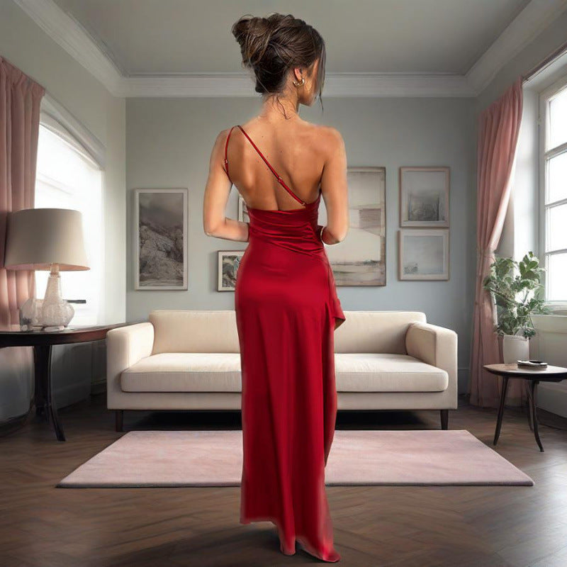 Asymmetrical Sleeveless Fitted Slit Dress