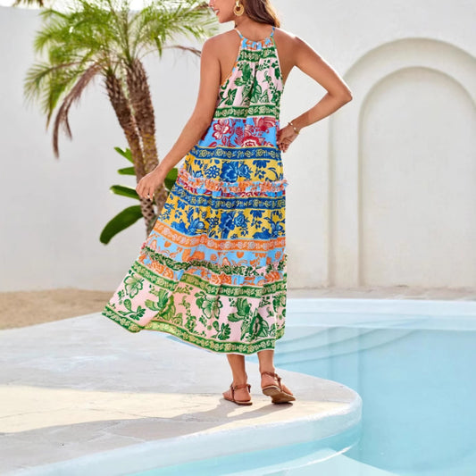 Printed Color-Blocked Dress