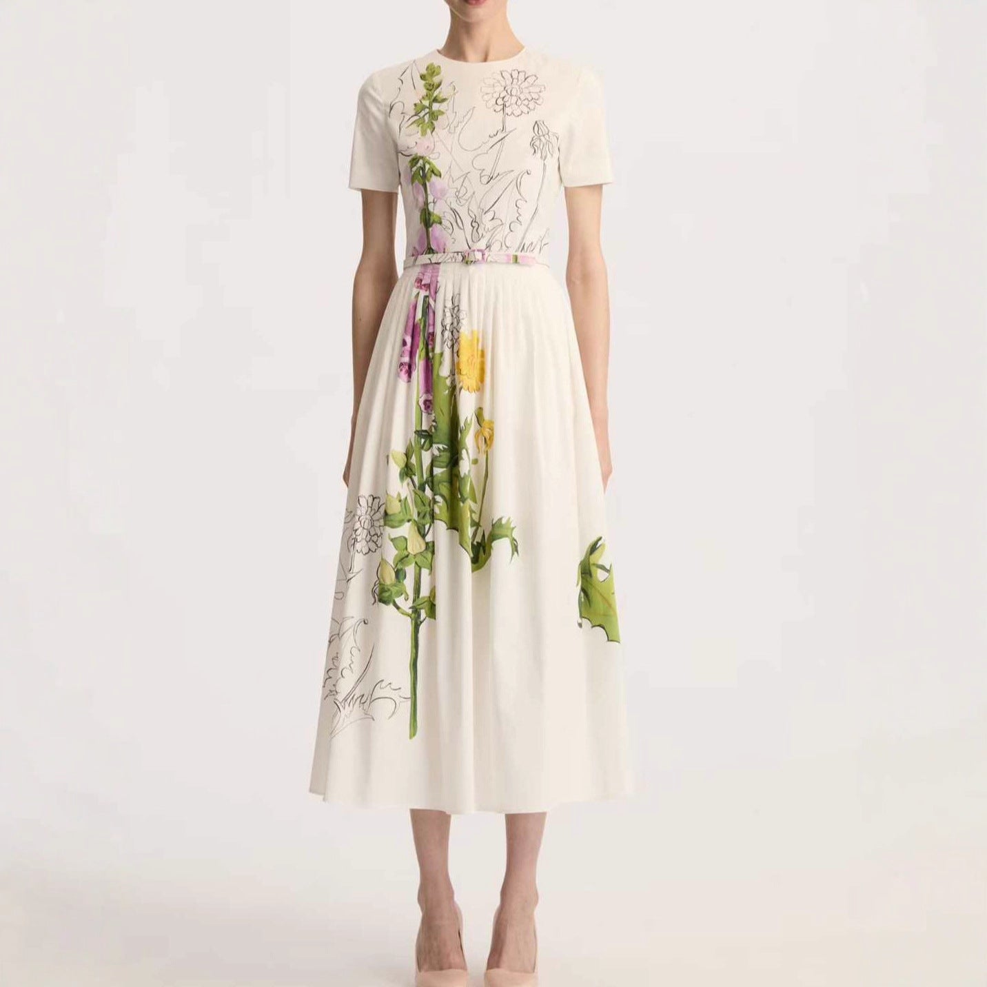 Rose Print Elegant Dress