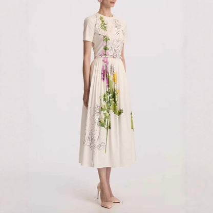 Rose Print Elegant Dress