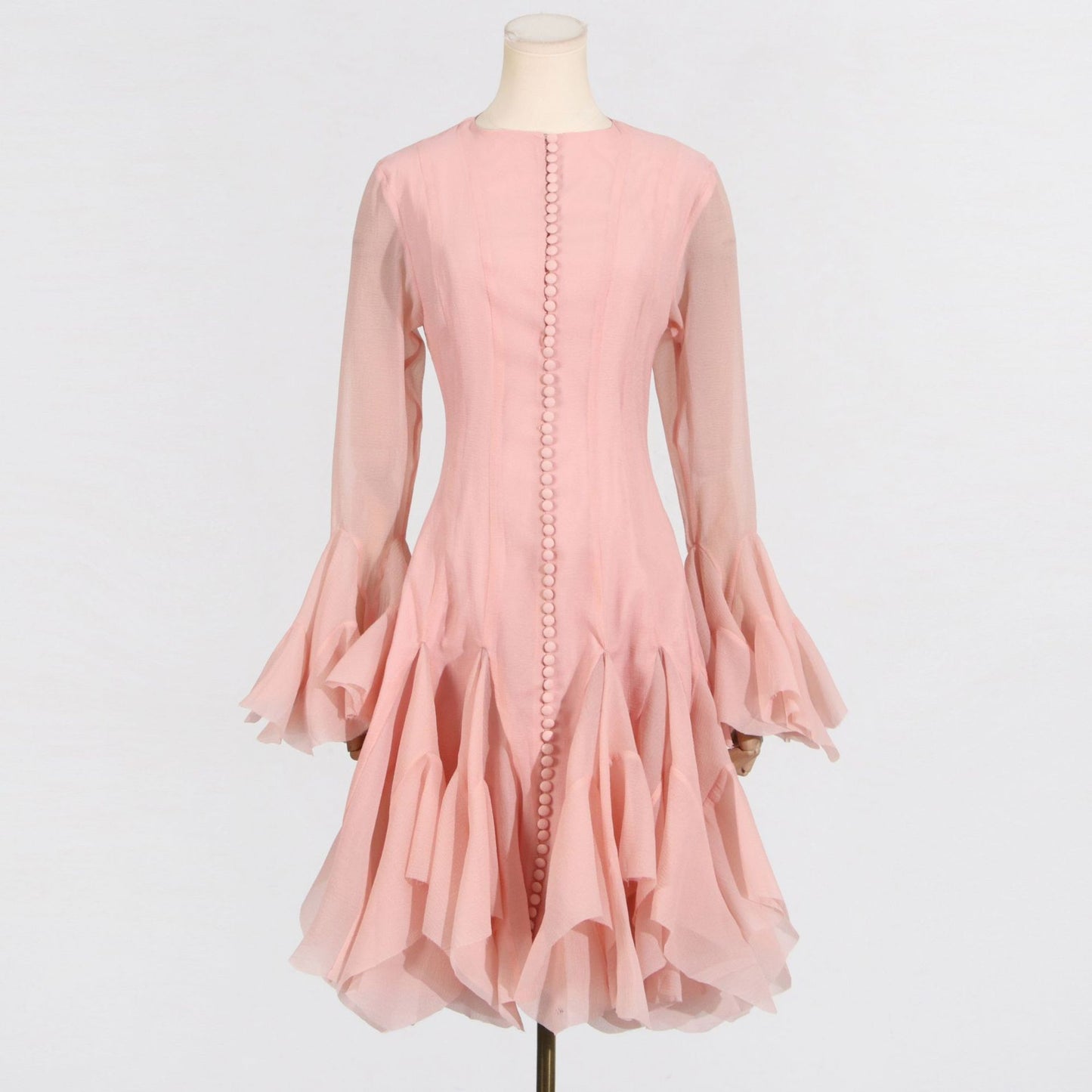 Long Sleeve Flared Hem Midi Dress